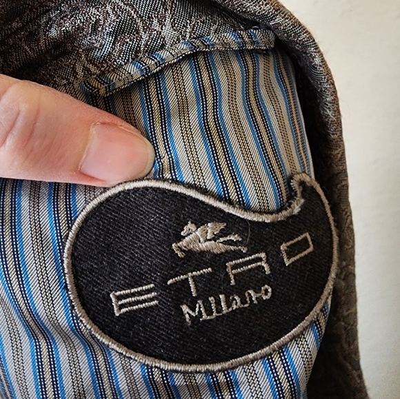 Etro Grey Rose Textured Lurex Jacquard Single-Breasted Jacket - Picture 5 of 6